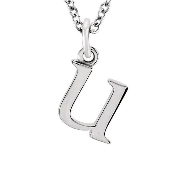 The Abbey Lower Case Initial 'u' Necklace in 14k White Gold, 16 Inch - Picture 1 of 3